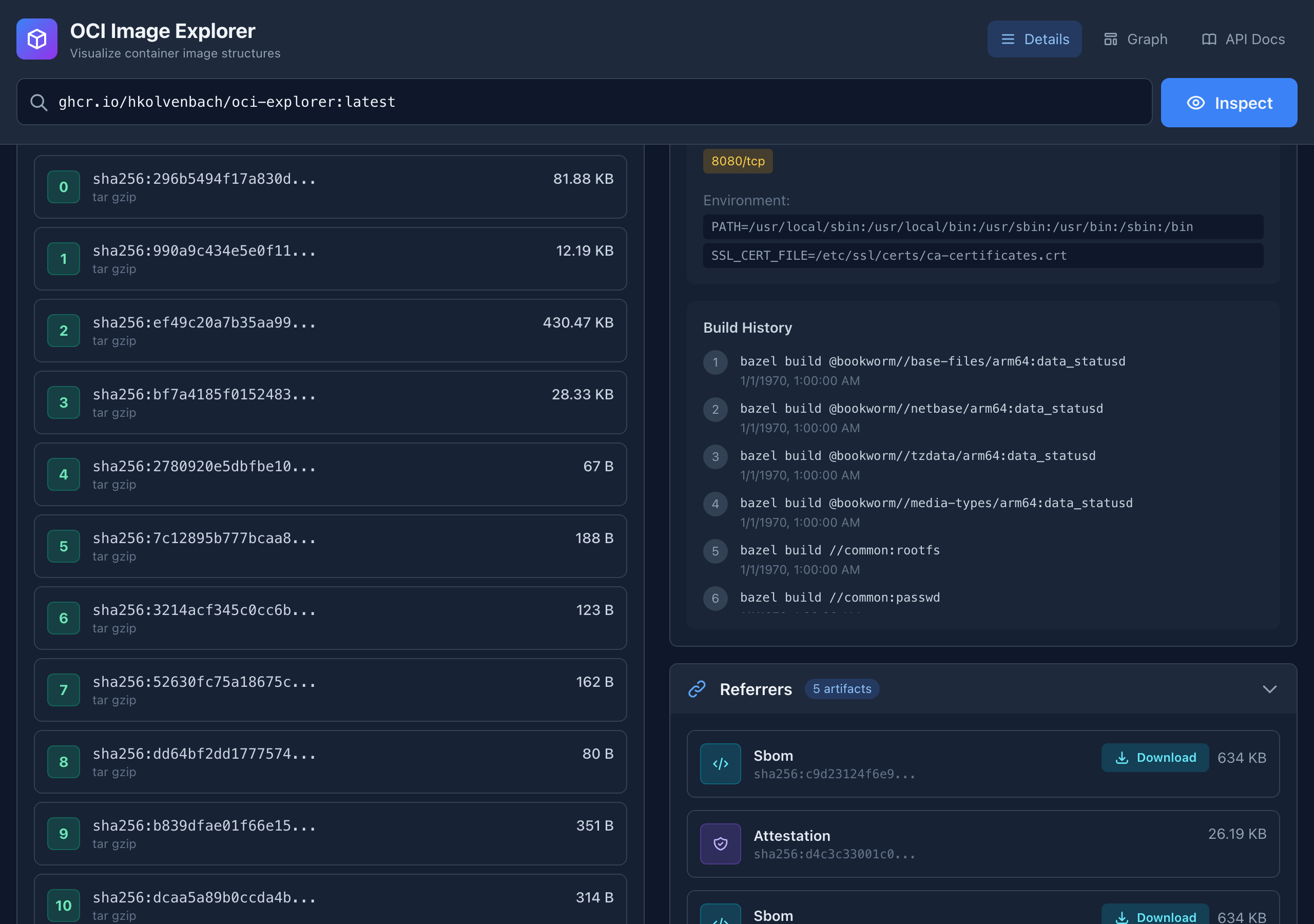 OCI Image Explorer – Referrers and Supply Chain